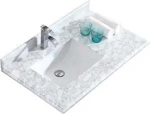 Odyssey - 36 - White Carrara Marble Countertop with Rectangular Sink