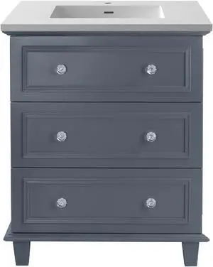 Luna - 30 - Maple Grey Cabinet + Matte White VIVA Stone Solid Surface Countertop