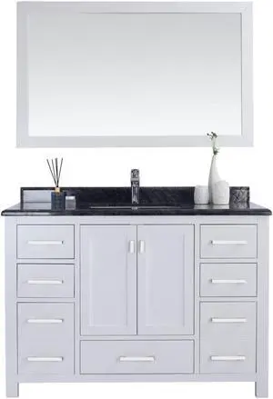 Wilson 48 - White Cabinet + Black Wood Marble Countertop