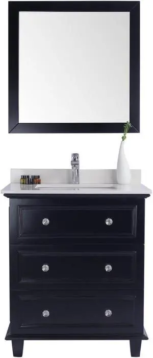 Luna - 30 - Espresso Cabinet + White Quartz  Countertop
