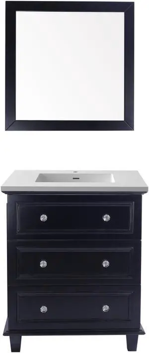 Luna - 30 - Espresso Cabinet + Matte White VIVA Stone Solid Surface Countertop