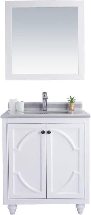 Odyssey - 30 - White Cabinet + White Stripes Marble Countertop
