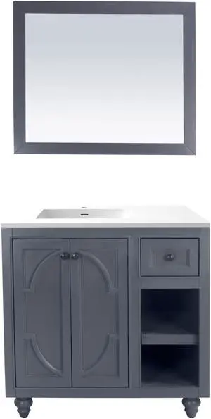 Odyssey - 36 - Maple Grey Cabinet + Matte White VIVA Stone Solid Surface Countertop
