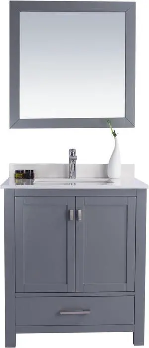 Wilson 30 - Grey Cabinet + White Quartz Countertop