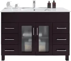 Nova 48 - Brown Cabinet + Ceramic Basin Countertop