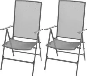 vidaXL Stackable Patio Chairs 2 Pcs Stack Chair with Metal Frame Steel Gray
