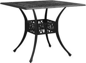 vidaXL Garden Table Black 35.4"x35.4"x28.7" Cast Aluminum