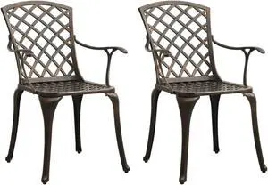 vidaXL Garden Chairs 2 pcs Cast Aluminum Bronze