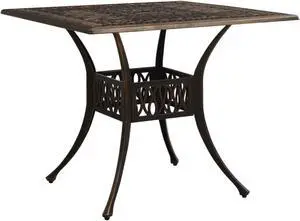 vidaXL Garden Table Bronze 35.4"x35.4"x28.7" Cast Aluminum