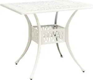 vidaXL Garden Table White 35.4"x35.4"x28.7" Cast Aluminum