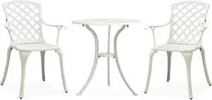 vidaXL 3 Piece Bistro Set Cast Aluminum White