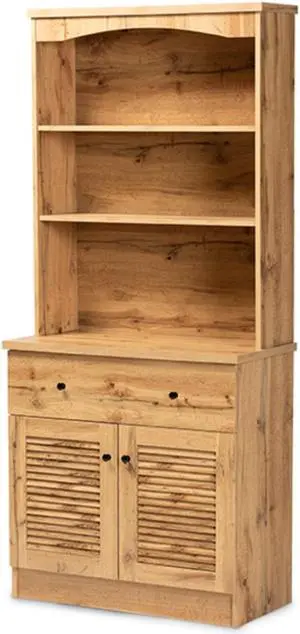 Baxton Studio Agni Modern and Contemporary Oak Brown Finished Wood Buffet and Hutch Kitchen Cabinet