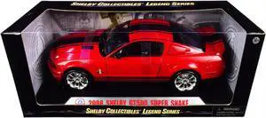 2008 Ford Shelby Mustang GT500 Super Snake Red with Black Stripes \Shelby Collectibles Legend\ Series 1/18 Diecast Model Car by Shelby Collectibles"""