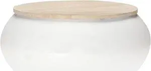 vidaXL Coffee Table White 26.8"x26.8"x11.8" Solid Mango Wood