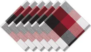 DII Cardinal Red Tri Color Check Napkin (Set of 6)