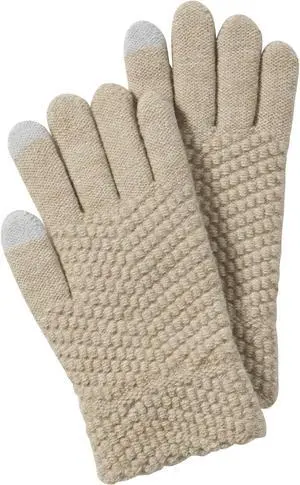 Tickled Pink Beige Anna Texting Knit Gloves