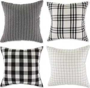 DII Asst DII Black Farmhouse Pillow Cover 18x18 inch, 4 Piece