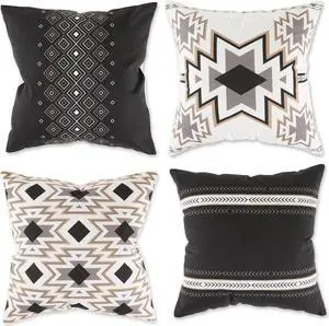 DII Black Aztec Print Pillow Cover  (Set of 4)
