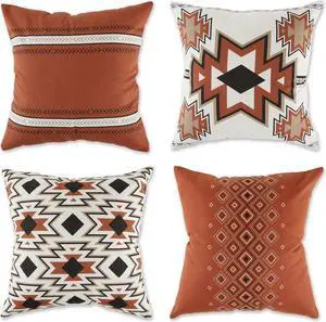 DII Asst Clay Aztec Print Pillow Cover  (Set of 4)