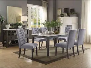 Ergode Dining Table White Marble & Gray Oak