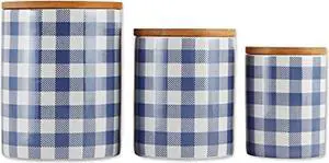 DII Blue Buffalo Check Ceramic Canister (Set of 3)