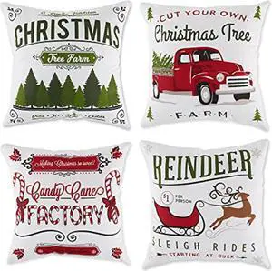 DII Asst Christmas Prints Pillow Cover 18x18 inches (Set of 4)