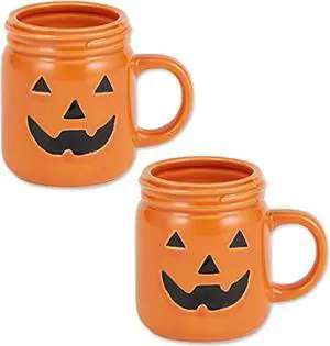 DII Jack O Lantern Jar Ceramic Mug (Set Of 2)