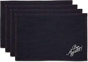 DII Bon Appetit Denim Embroidered Placemat (Set of 4)