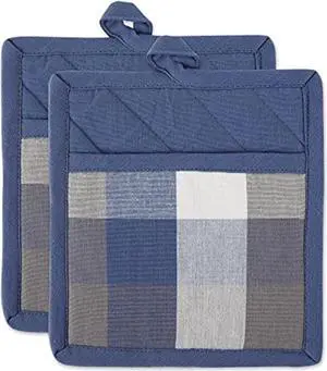 DII French Blue Tri Color Check Dishtowel (Set of 3)