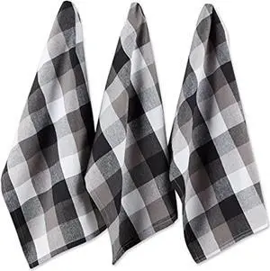 DII Black Tri Color Check Dishtowel (Set of 3)