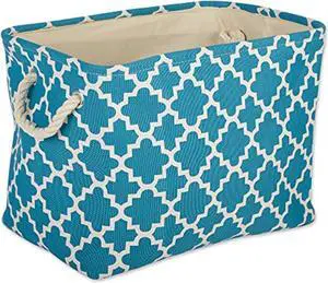 DII Polyester Bin Lattice Storm Blue Rectangle Large