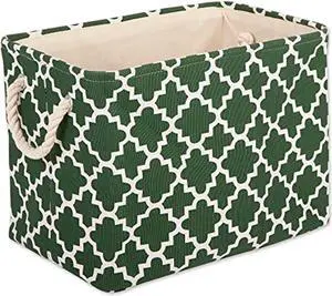 DII Polyester Bin Lattice Hunter Green Rectangle Large