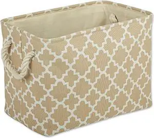 DII Polyester Bin Lattice Vintage Linen Rectangle Medium