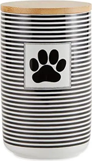 DII Black Stripe With Paw Patch Ceramic Treat Canister