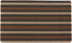 DII Brown Bangal Stripe Tufted Loop Textilene Mat 17.75x29.5 inches