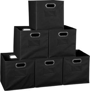 Niche Cubo Set of 6 Foldable Fabric Storage Bins- Black