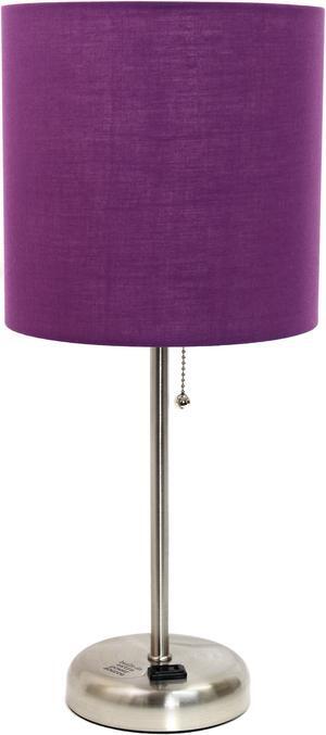 LimeLights Stick Lamp with Charging Outlet and Fabric Shade