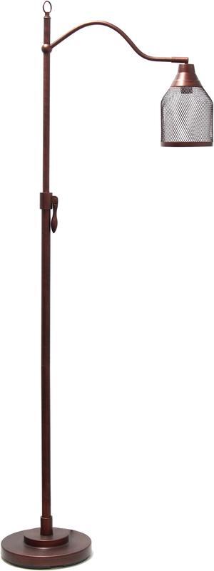 Lalia Home Vintage Arched 1 Light Floor Lamp with Iron Mesh Shade, Red Bronze