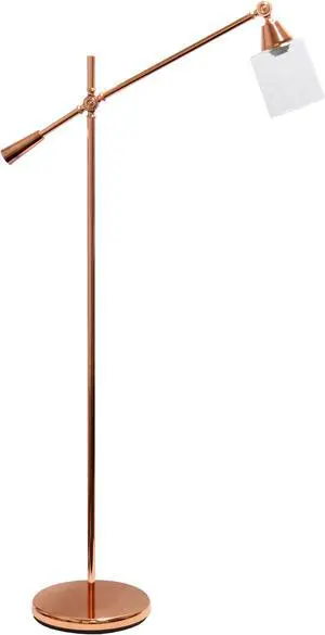 Lalia Home Swing Arm Floor Lamp with Clear Glass Cylindrical Shade, Rose Gold Lalia Home Swing Arm Floor Lamp with Clear Glass Cylindrical Shade, Rose Gold