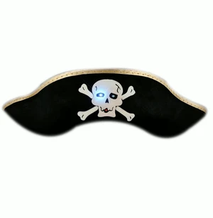 Light Up Black Pirate Hat with Blinking Skull Light Up Black Pirate Hat with Blinking Skull