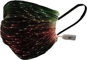 USB Fiber Optic Light Up Multicolor Face Mask in Black Rectangle Fabric USB Fiber Optic Light Up Multicolor Face Mask in Black Rectangle Fabric