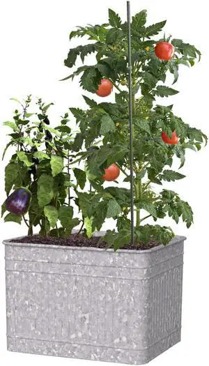 Vintage Square Raised Garden Planter, 22"W x 18"H x 22"D, aged galvanized finish, 1/cs