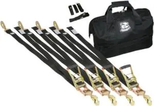 Ratcheting Tie-Down Strap 13 PC 10k Breaking Strength Kit Bulldog Winch