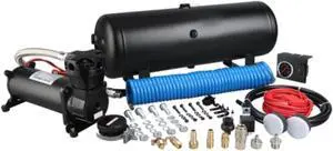 On Board Air Kit 145Psi 1.8Cfm 2.5 Gallon Air Tank In-Cab Gauge And Switch Bulldog Winch