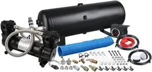 On Board Air Compressor Kit Twin Head 4.2 CFM With 2.5 Gal Tank In-Cab Gauge and Switch Bulldog Winch