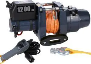 Hoist 1200 LB 12vDC Synthetic Rope Bulldog Winch