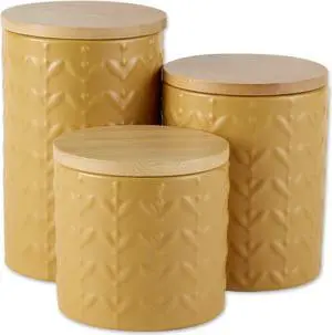 DII Honey Gold Matte Retro Vine Texture Ceramic Canister (Set of 3)