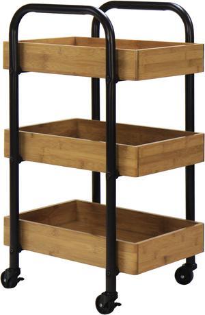 Oceanstar Portable Storage Cart with 3 Easy Removable Bamboo Trays