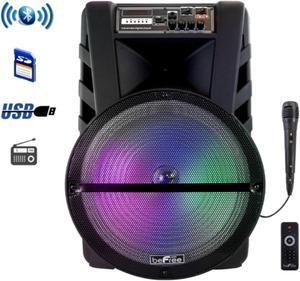 beFree Sound 15 Inch Bluetooth Portable Rechargeable Party Speaker with LED Lights