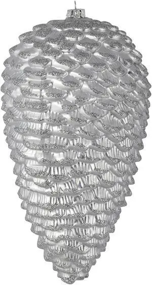7" Silver Matte Glitter Pinecone 4/Bag